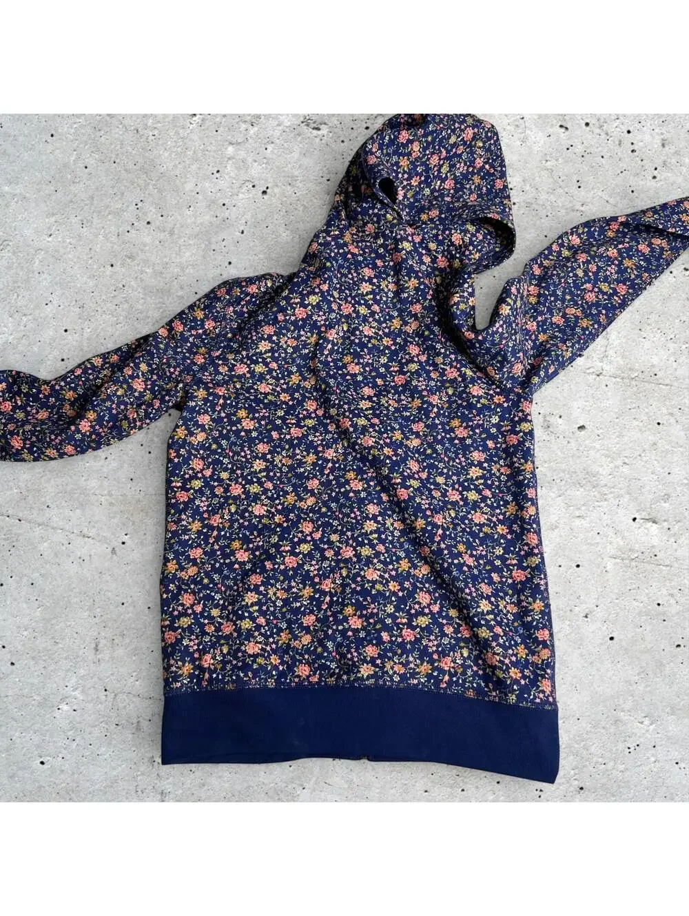 Polo Ralph Lauren Girls Floral Print Zip Front Blue Hoodie Size XL